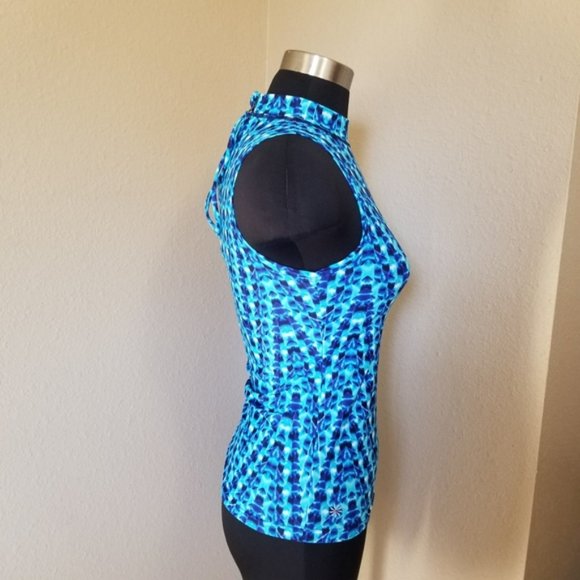 Athleta Tankini High Neck Swim Blue White Size XXS - Picture 2 of 6